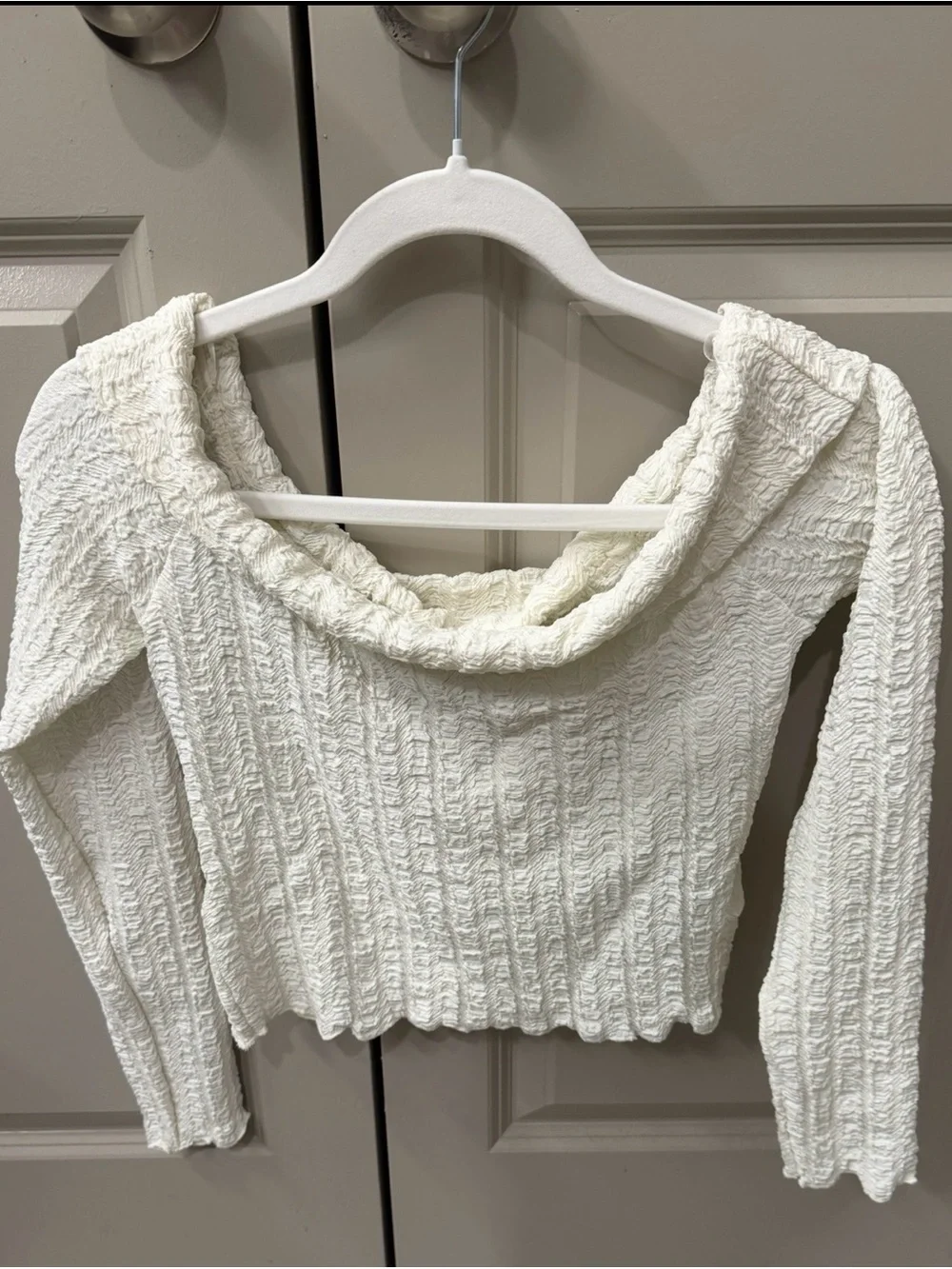 H&M Cream Textured Cowl Neck Sweater